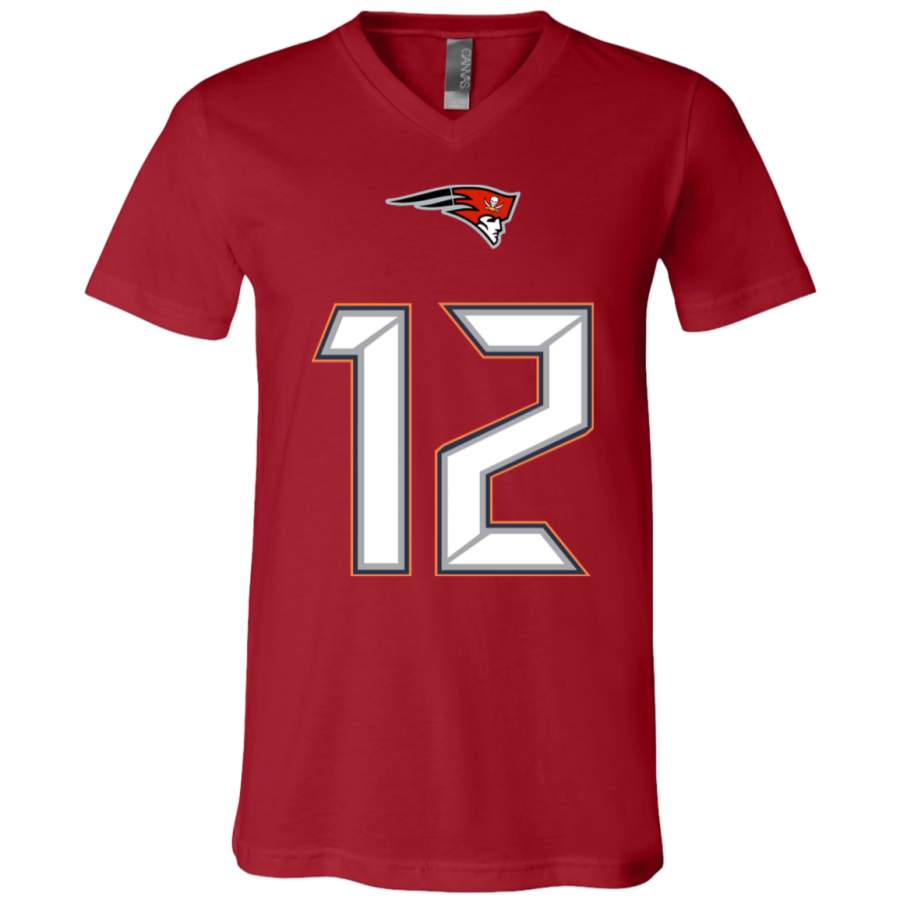 Brady Fused Logo Tampa Bay / Patriots Unisex Jersey SS V-Neck T-Shirt