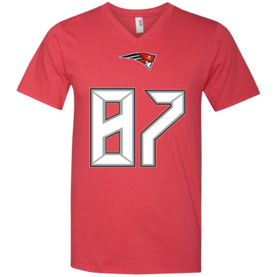 Gronkowski Fused Logo Tampa Bay / Patriots Men’s Printed V-Neck T-Shirt