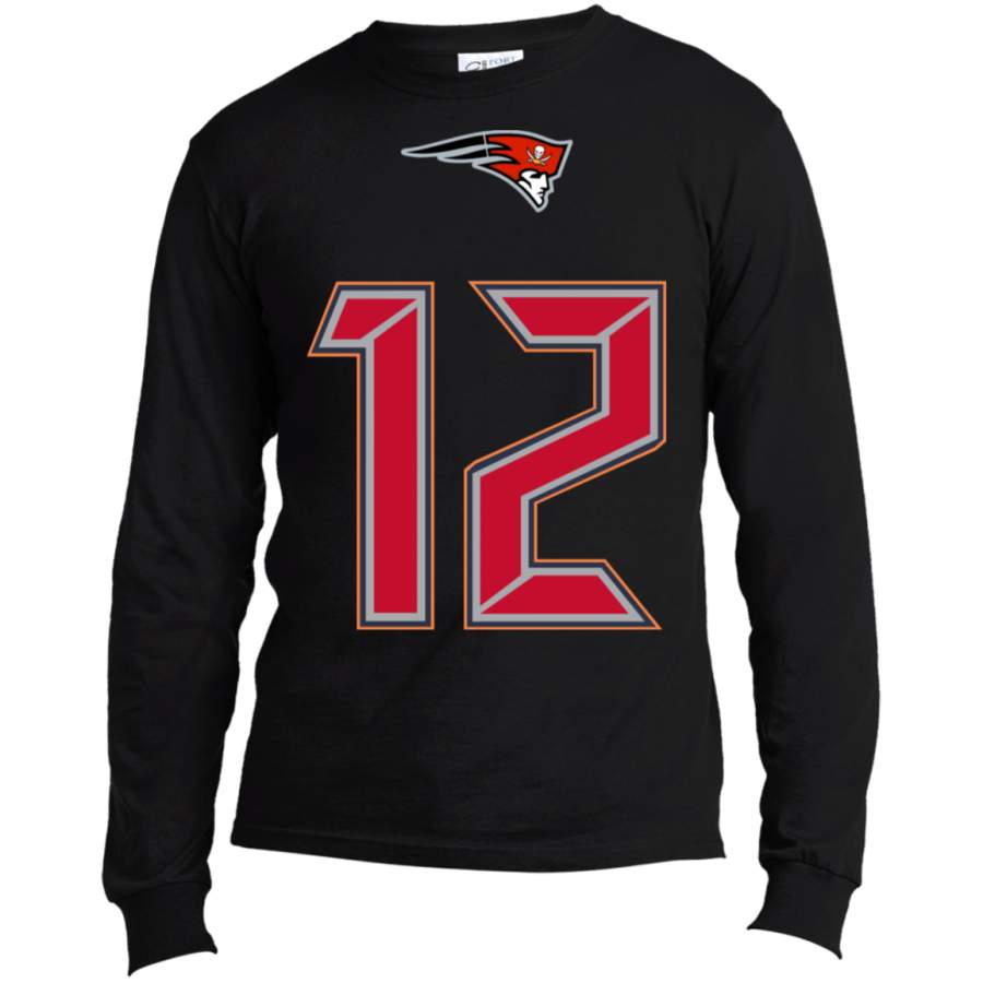 Brady Tampa Bay / Patriots Custom Fused Logo Long Sleeve T-Shirt