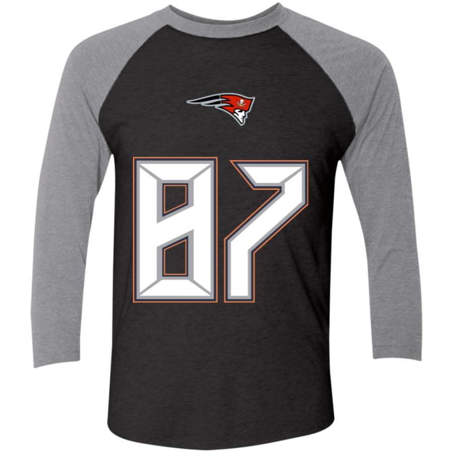 Gronkowski Fused Logo Tampa Bay / Patriots Tri-Blend 3/4 Sleeve Raglan T-Shirt