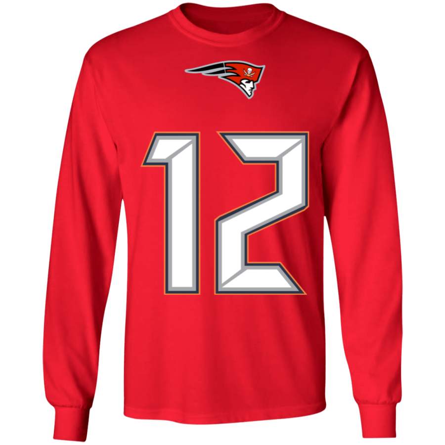 Brady Fused Logo Tampa Bay / Patriots Long-Sleeve Ultra Cotton T-Shirt