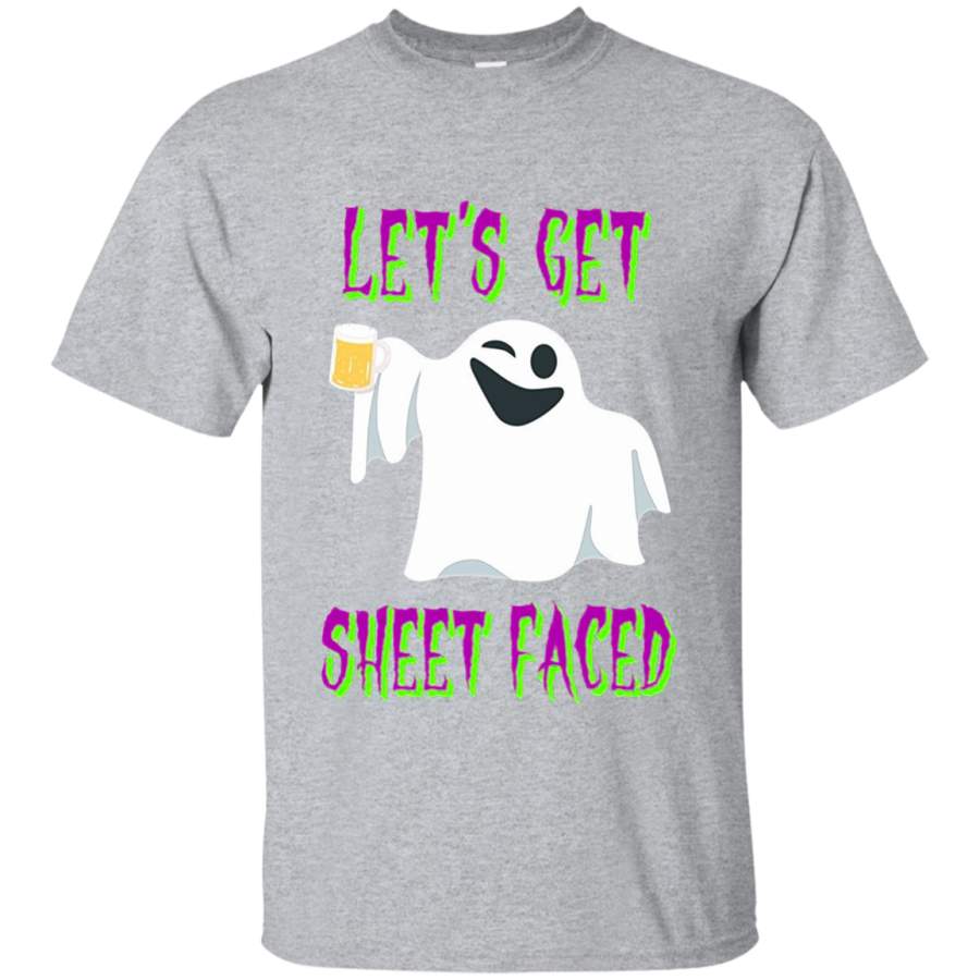 Funny Halloween Let’s Get Sheet Faced Ghost T-Shirt Men