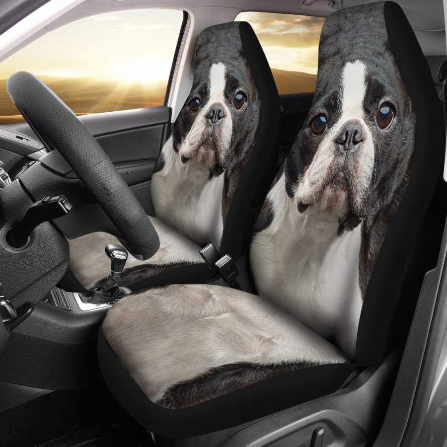 Boston Terrier Car Seat Covers Funny Dog Face PT04