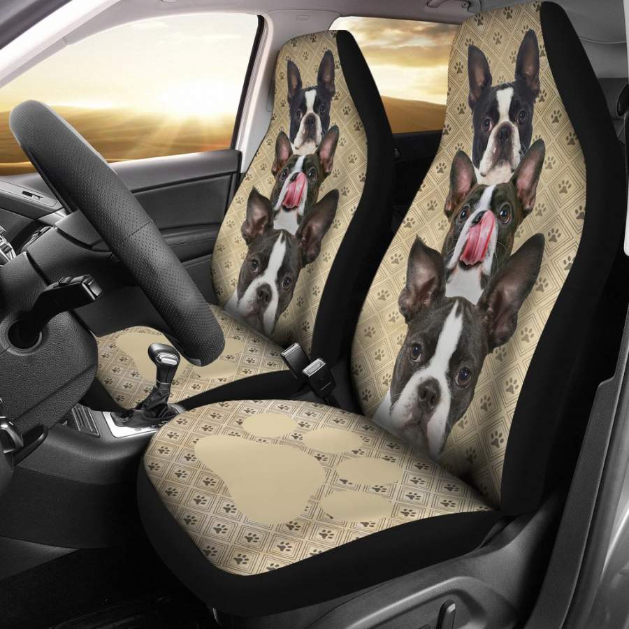 Boston Terrier Dog Car Seat Covers Funny Idea Decor Car MN03