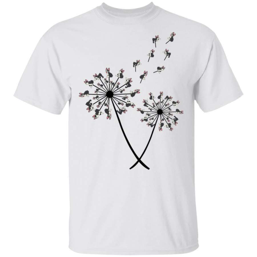 Funny Boston Terrier Dog Dandelion Flower T-Shirt Gift Idea MN02