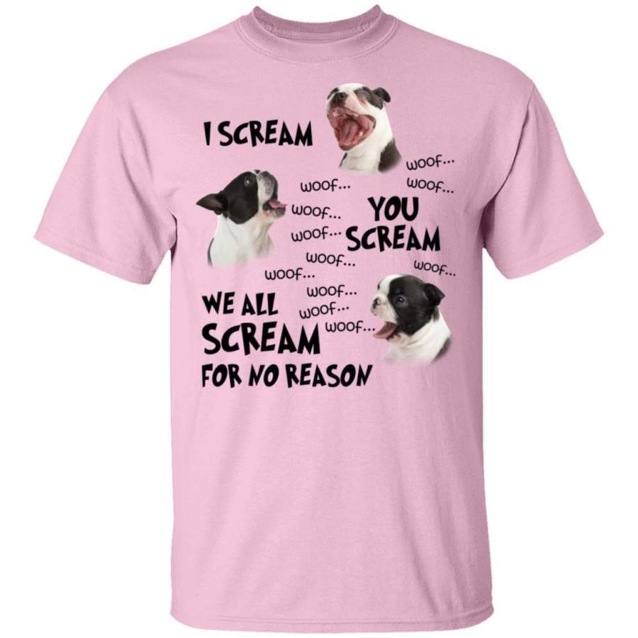 Boston Terrier I Scream You Scream We All Scream For No Reason T-Shirt HA02