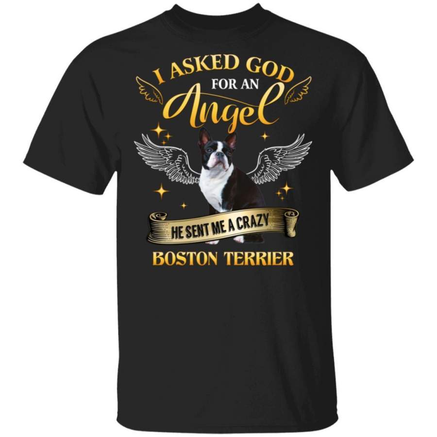 I Asked God For An Angel He Sent Me A Crazy Boston Terrier T-Shirt HA02