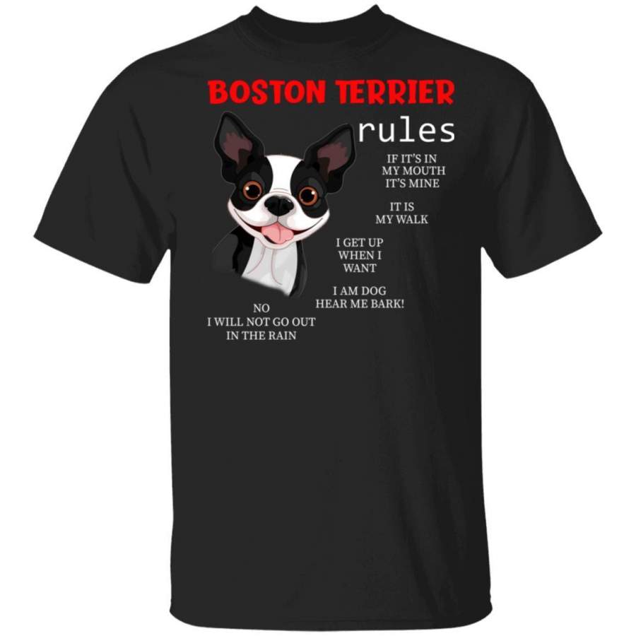 Boston Terrier Rules T-Shirt Funny Tee For Boston Terrier Lover MT12