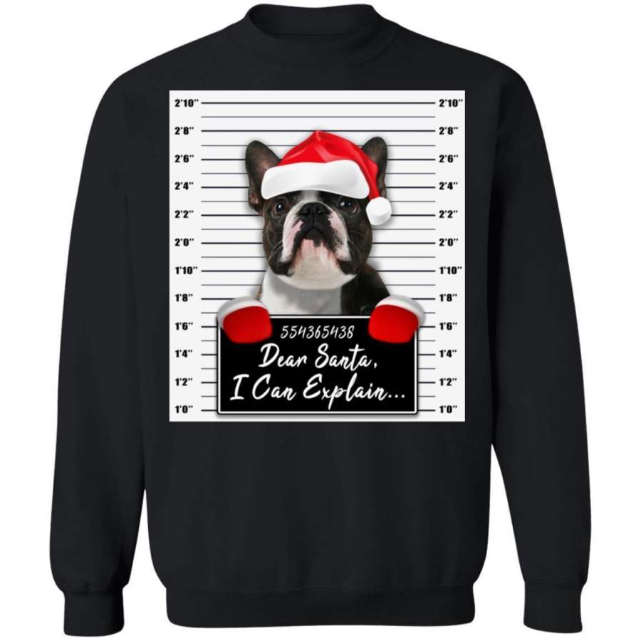 Boston Terrier Christmas Sweatshirt Dear Santa I Can Explain Funny Dog Lover VA11