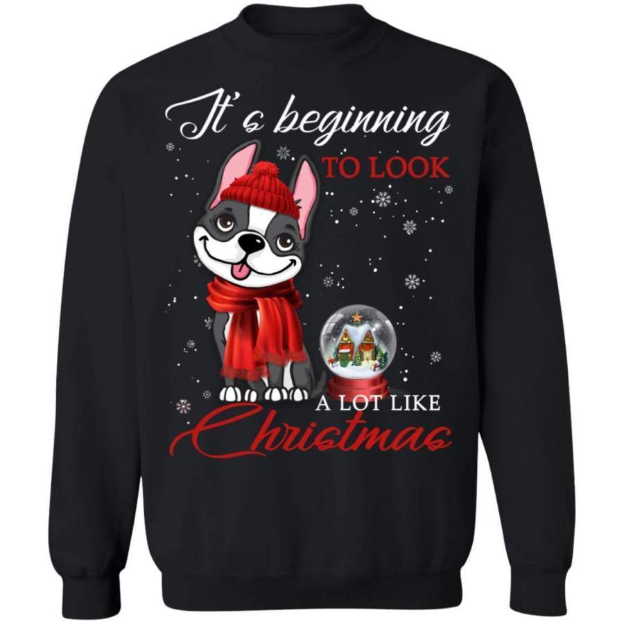 Boston Terrier It’s Beginning To Look A Lot Like Christmas Sweatshirt HA11