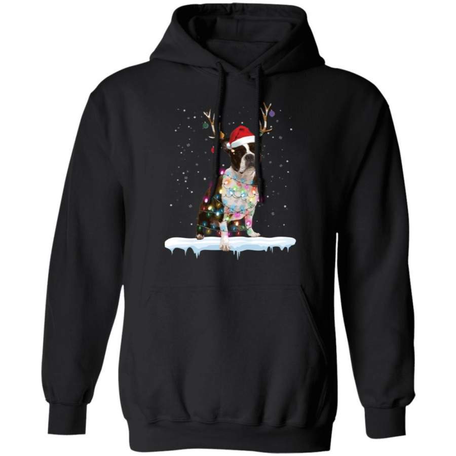 Boston Terrier Reindeer Christmas Sweatshirt For Dog Lover HA11