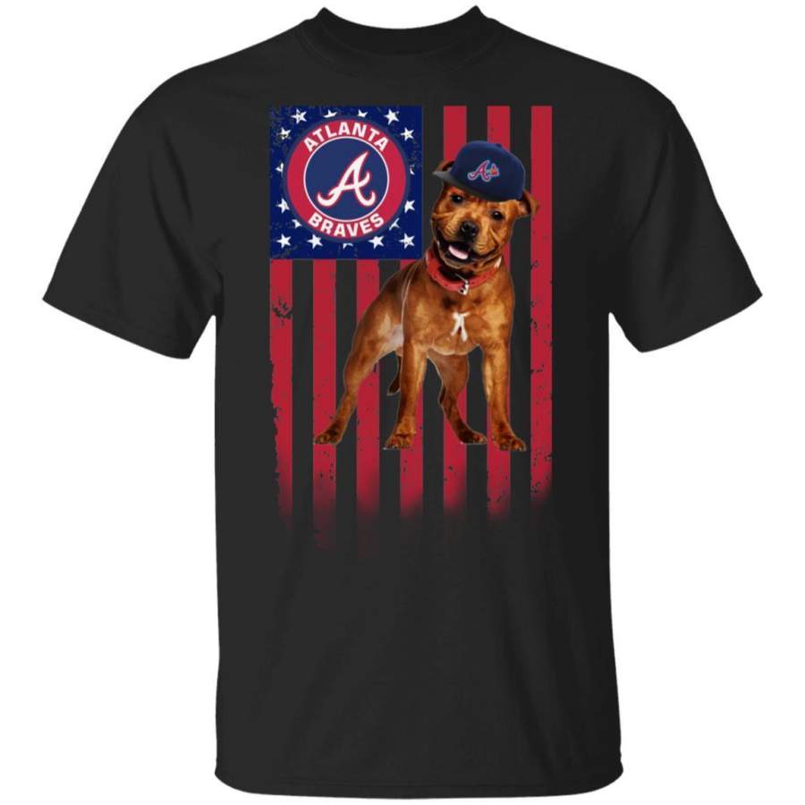 Atlanta Braves Pit Bull USA Flag Dog T-Shirt Men Women Fan Gift HT209