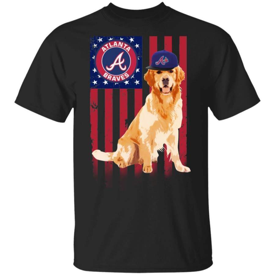 Atlanta Braves Golden Retriever USA Flag T-Shirt Fan Gift Idea HT209