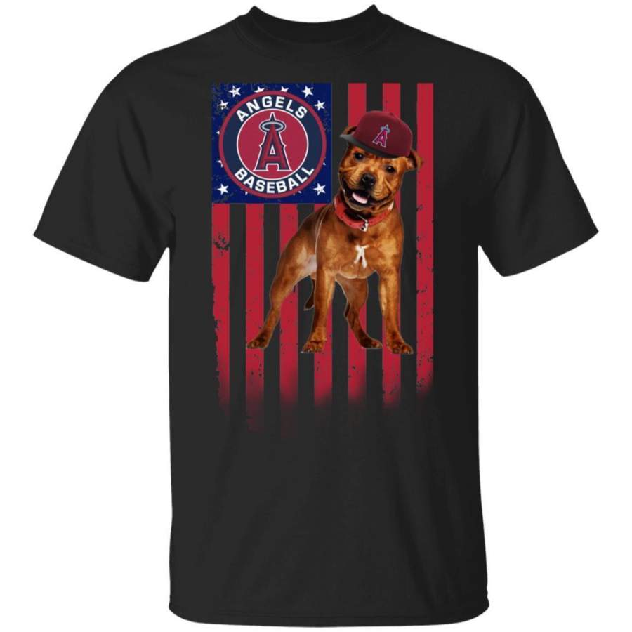 Los Angeles Angles Pit Bull USA Flag Dog T-Shirt Men Women Fan Gift HT209