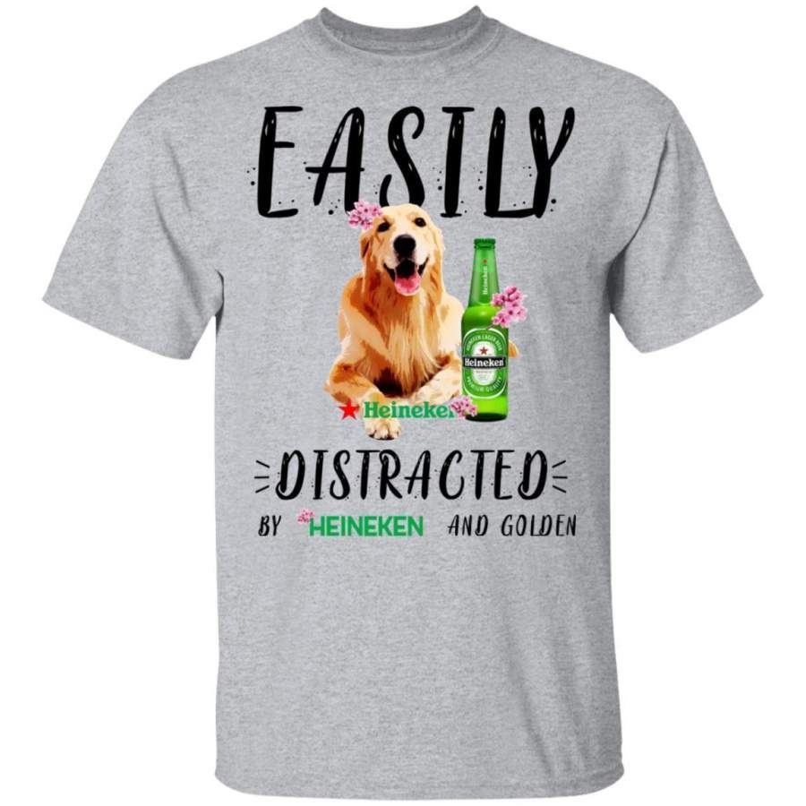 ?Easily Distracted By Heineken and Golden Dog T-Shirt HT209