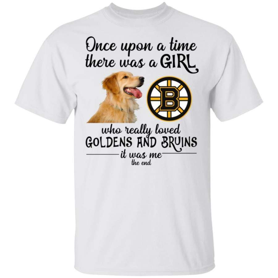 A Girl Loved Boston Bruins And Golden Dog Shirt HT209