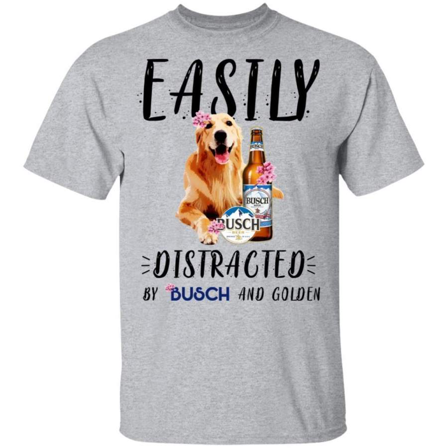 ?Easily Distracted By Busch and Golden Dog T-Shirt HT209