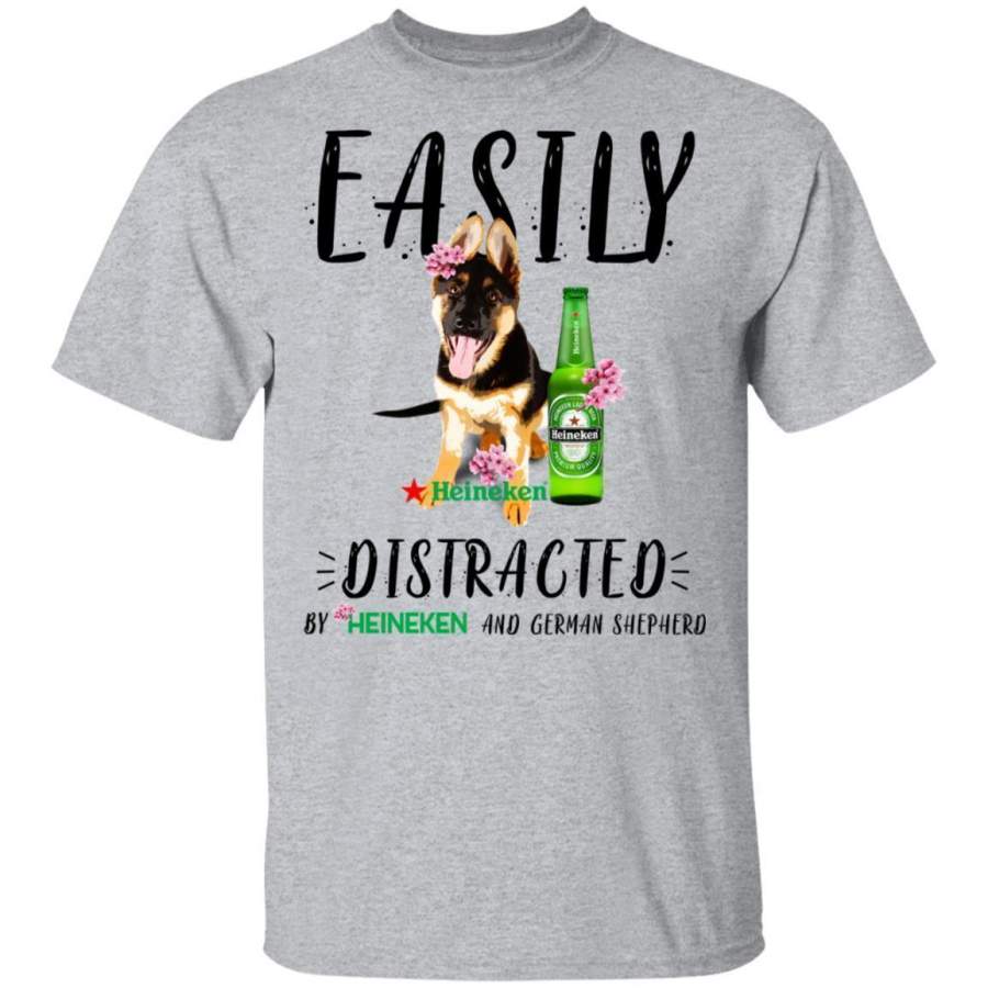 Easily Distracted By German Shepherd And Heineken Beer Gift T-Shirt HT209