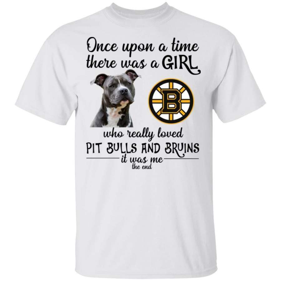 A Girl Really Loved Boston Bruins And Pitbull Dog Shirt HT209