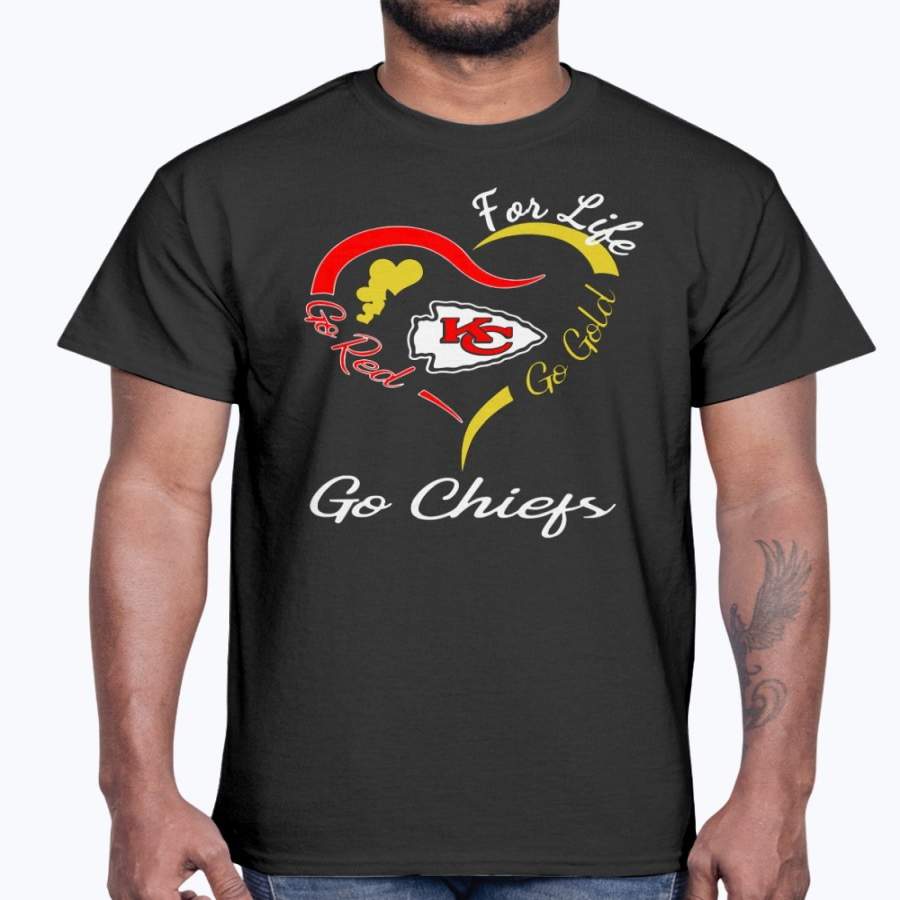 Kansas City Chiefs Heart For Life Go Red Go Gold Go Chiefs Shirt