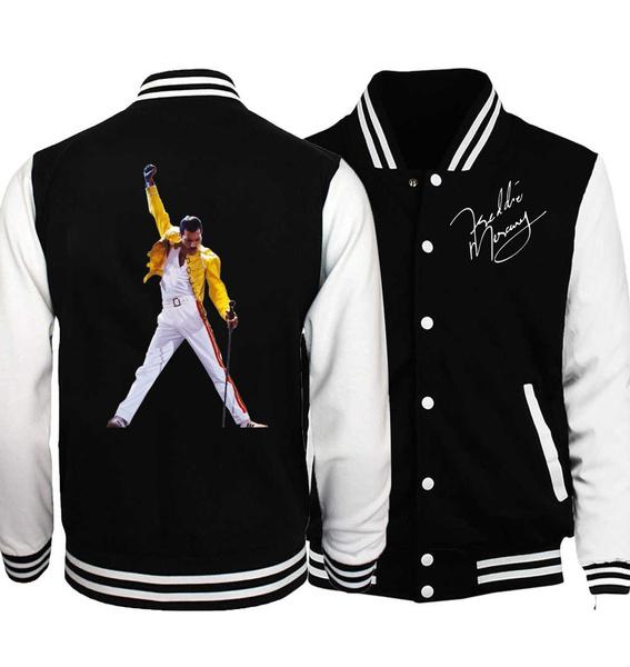 Freddie Mercury Printed Baseball Jacket Cardigan Sweatshirt Men Outdoor Sport Rocky Jacket Plus Size