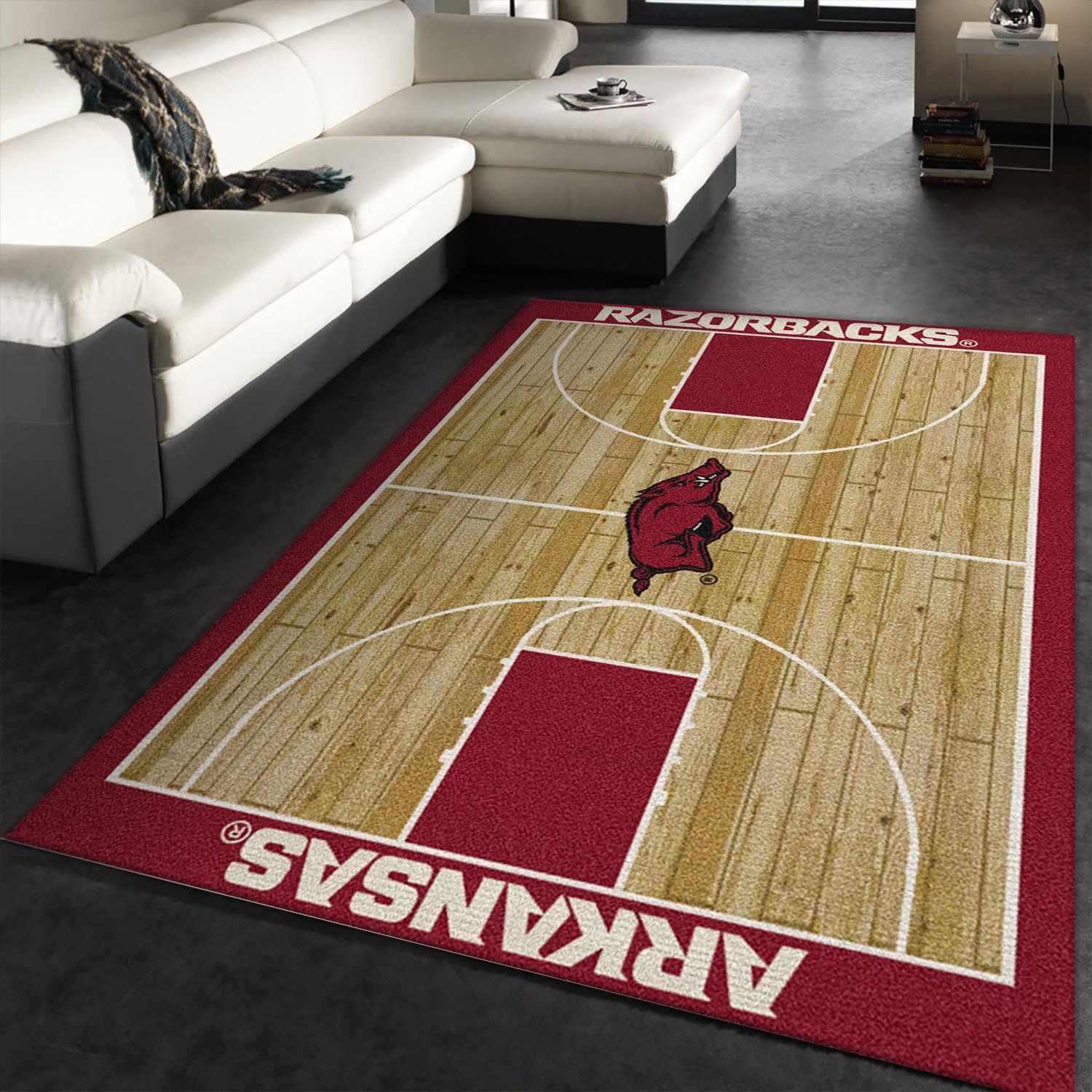 College Home Court Arkansas Basketball Team Logo Area Rug, Kitchen Rug, Home US Decor