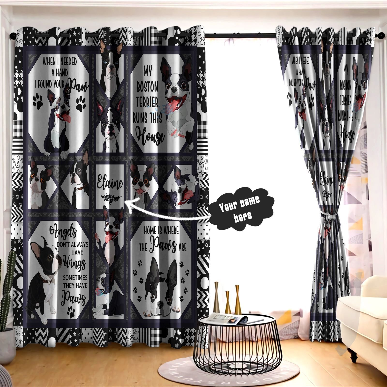 Boston Terrier Personalized Blackout Thermal Grommet Window Curtains LML180603DT