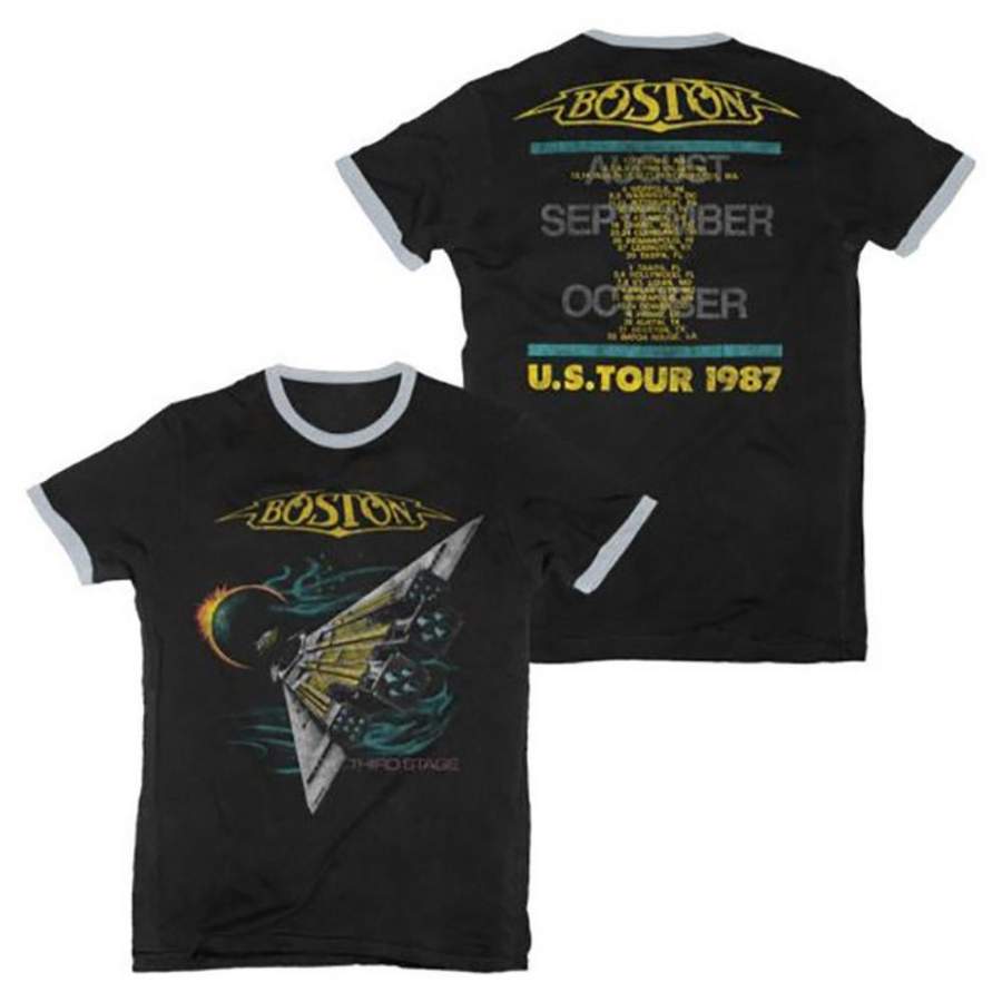 Boston Band Third Stage Tour 1987 Ringer w/ Dates T-Shirt