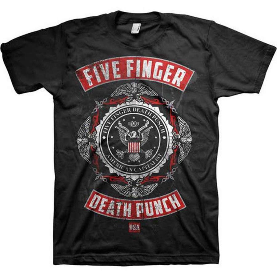 Five Finger Death Punch Roughed Up Eagle Seal Logo T-Shirt