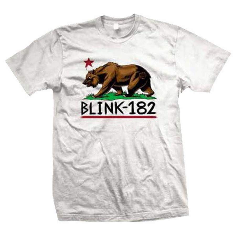 Blink 182 California Bear Flag White T-Shirt