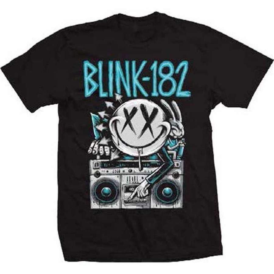 Blink 182 Press Play Boombox Smiley Face Logo T-Shirt