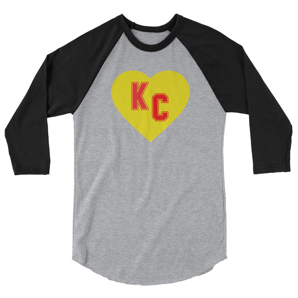 Love Kansas City 3/4 Sleeve Shirt Heart Kc T-Shirt