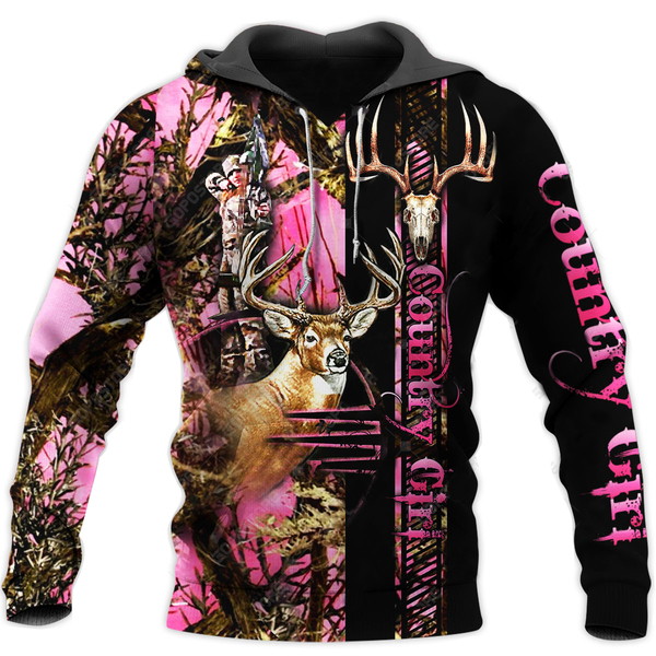 Country Girl Pink Deer Hunting 3D All Over Print | Unisex | Adult | Ht4748