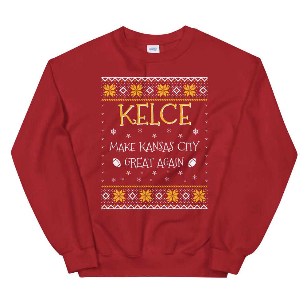 Kelce Make Kansas City Great Again Funny Football Christmas Sweater for Men and Women