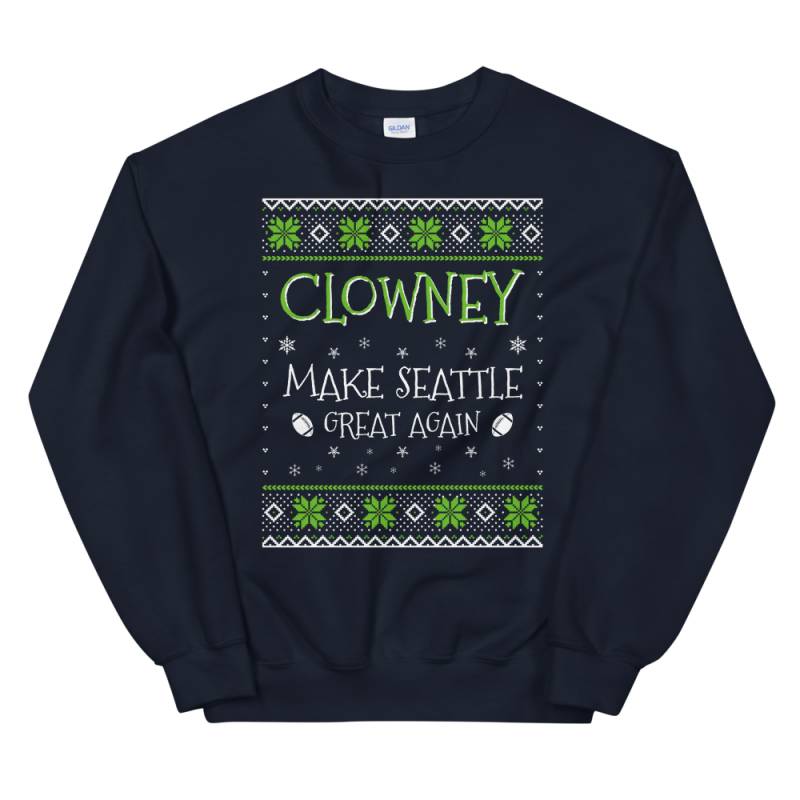 Clowney Make Seattle Great Again Funny Football Christmas Sweater for Men and Women