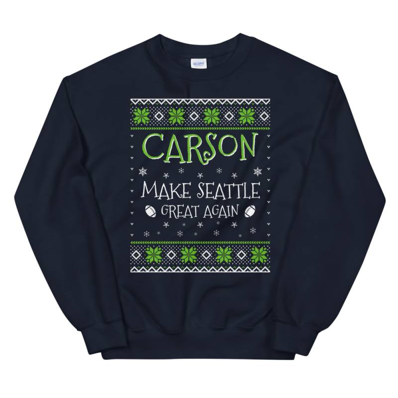 Carson Make Seattle Great Again Funny Football Christmas Sweater for Men and Women