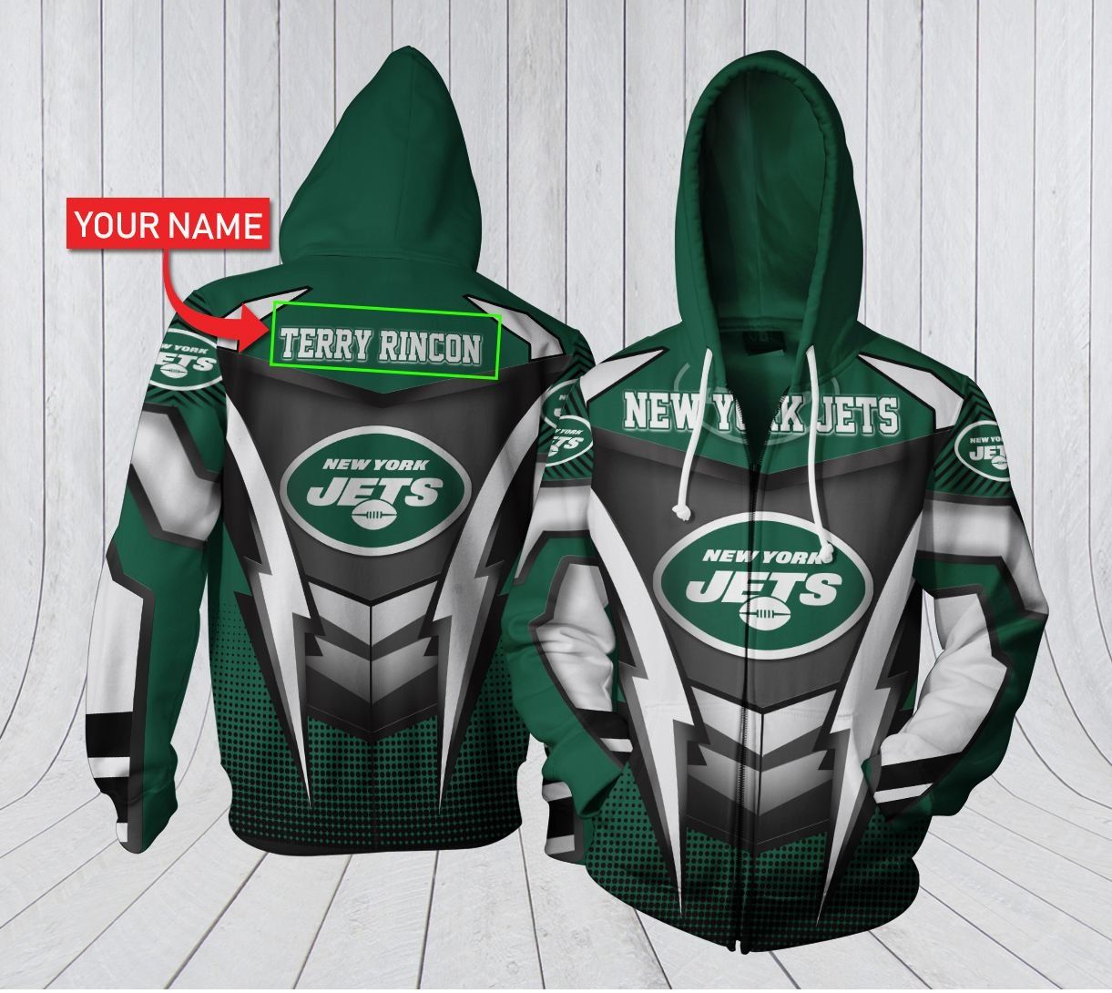 HA3D07CT0104 New York Jets 3D Clothing Personalized