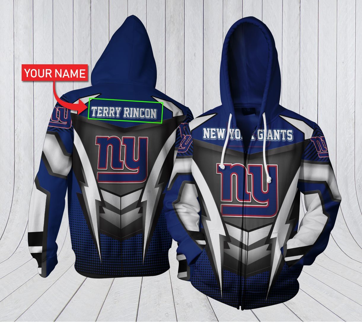 HA3D07CT0103 New York Giants 3D Clothing Personalized