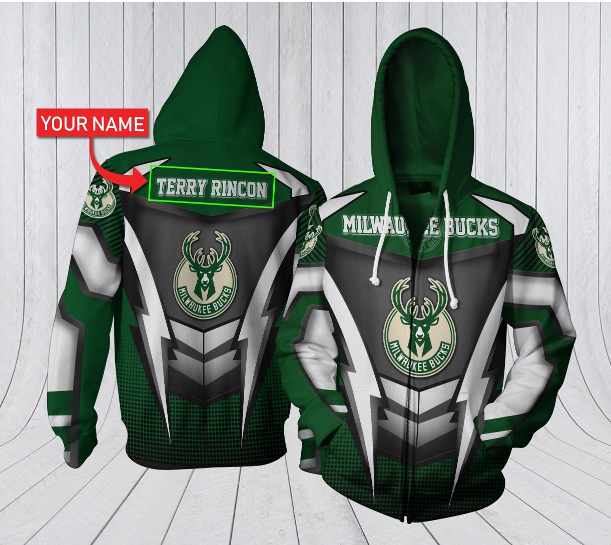 HA3D07CT017 Milwaukee Bucks 3D Clothing Personalized