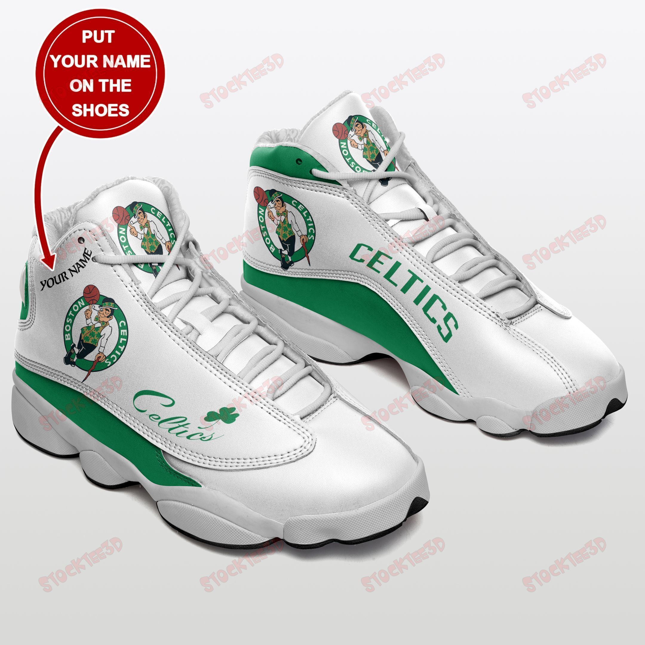 Boston Celtics Personalized Air Jd13 Sneakers 032