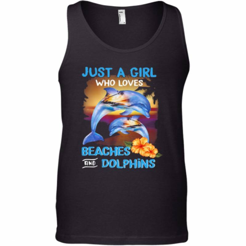 Just A Girl Who Loves Beaches And Dolphins Flowers Tank Top