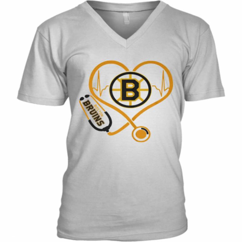 Heartbeat Nurse Love Boston Bruins V-Neck T-Shirt