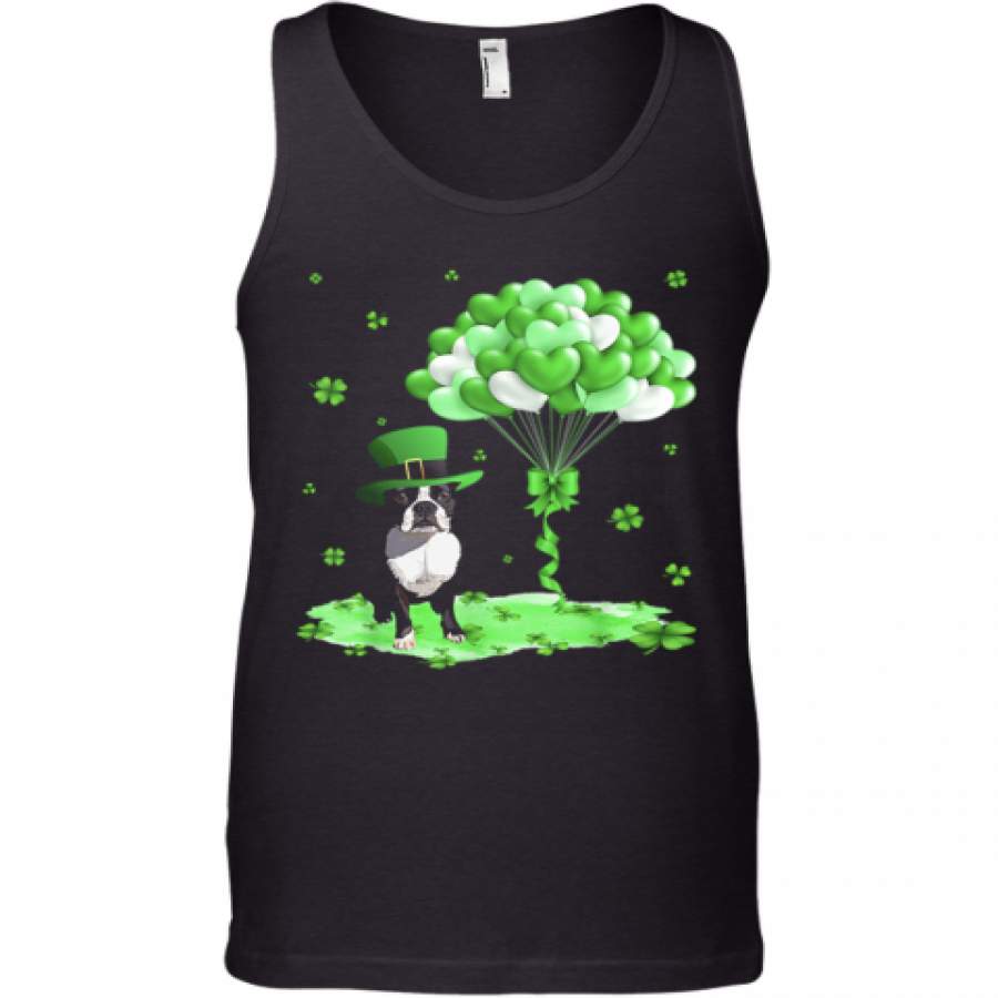 Boston Terrier Leprechaun Hat Shamrocks St Patrick'S Day Tank Top