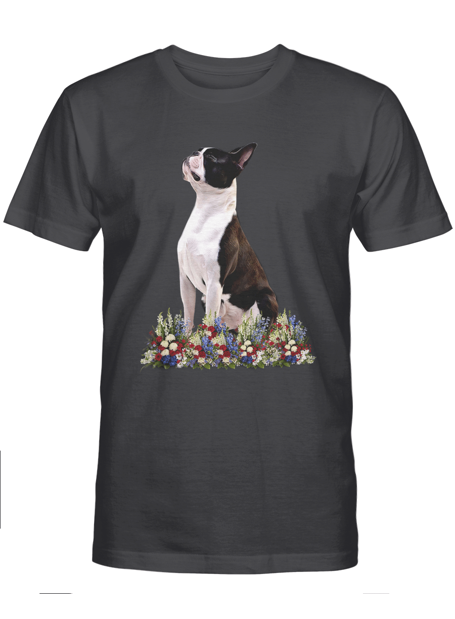 Boston Terrier and flower – Boston Terrier Tshirt