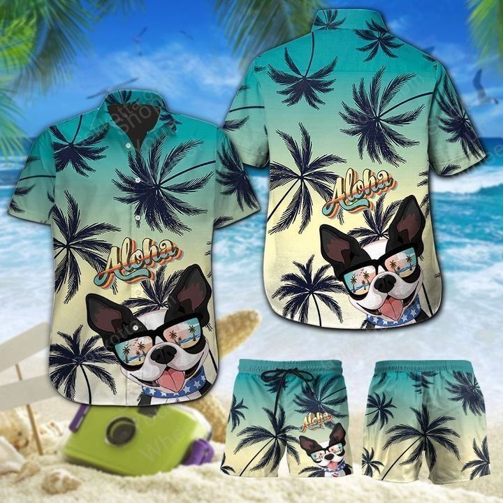 Boston Terrier Aloha Unisex Hawaii Shirt + Beach Short VU160704