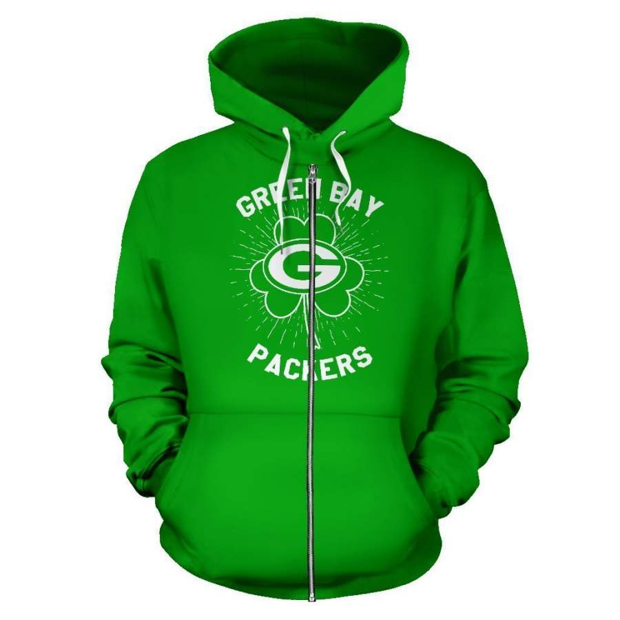 Green Bay Packers ST Patrick’s Day Zip Up Hoodie