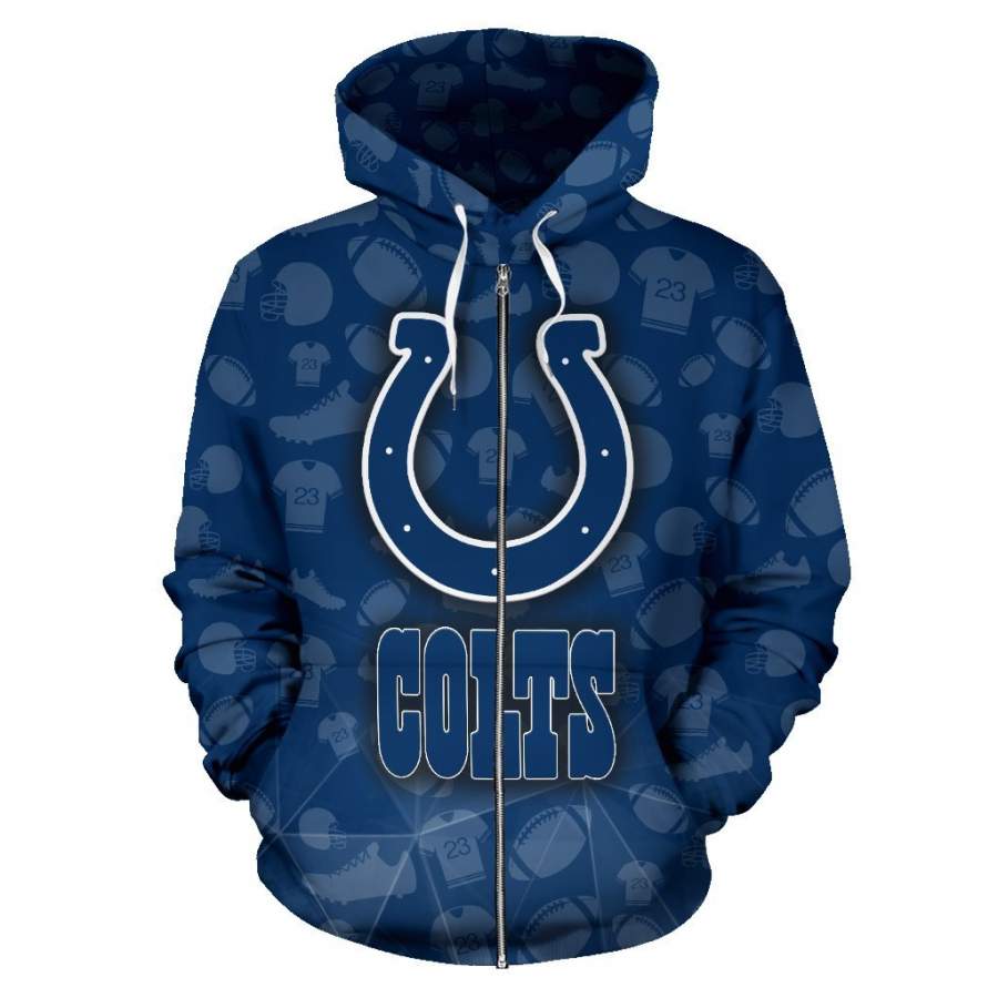 Indianapolis Colts Zip-up Hoodie All Over Print