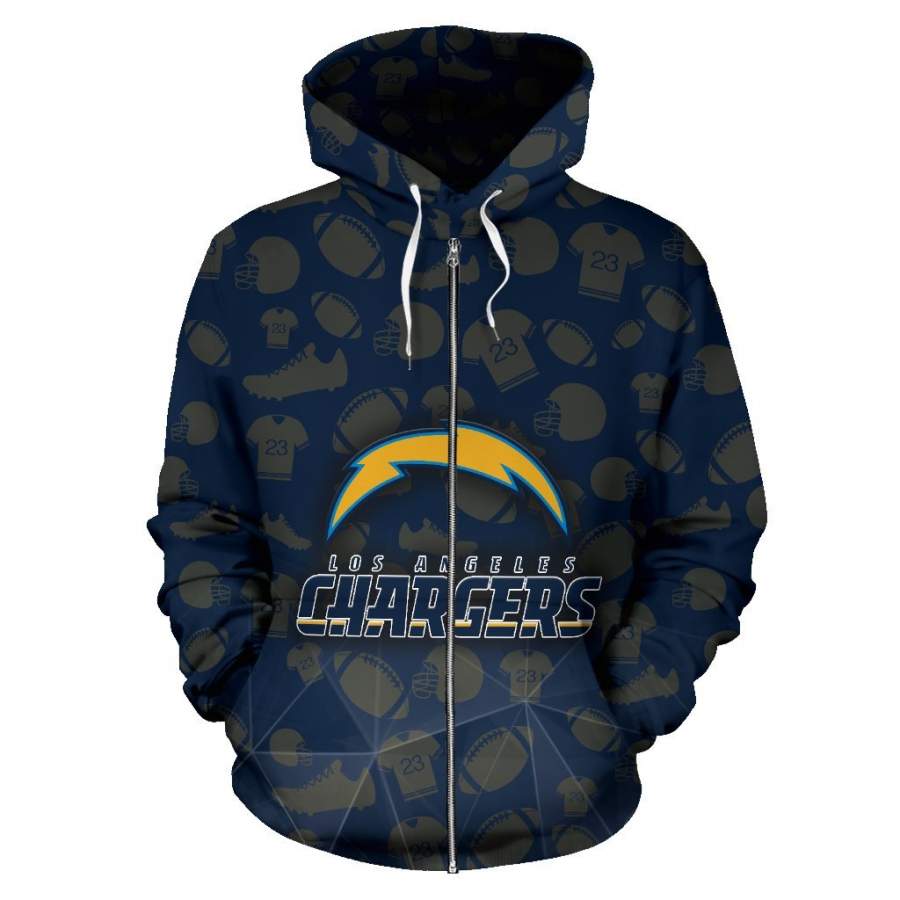 Los Angeles Chargers Zip-up Hoodie All Over Print