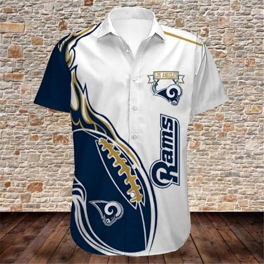 Los Angeles Rams Shirts Fireball Button Short Sleeve