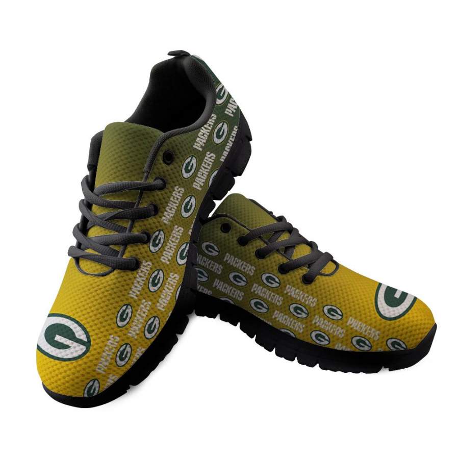 Green Bay Packers Sneakers Repeat Print Logo Low Top Shoes